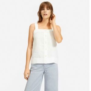🤍 Everlane The Linen Picnic Top • White • Size 6 • Button-Front Tank
